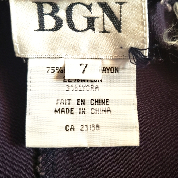 BGN Navy Blue Rayon Nylon Lycra Dress Pant Stitch Floral Ankle Cuffs Woman 7 - Picture 6 of 7